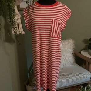 Sonoma Red and White Striped Dress